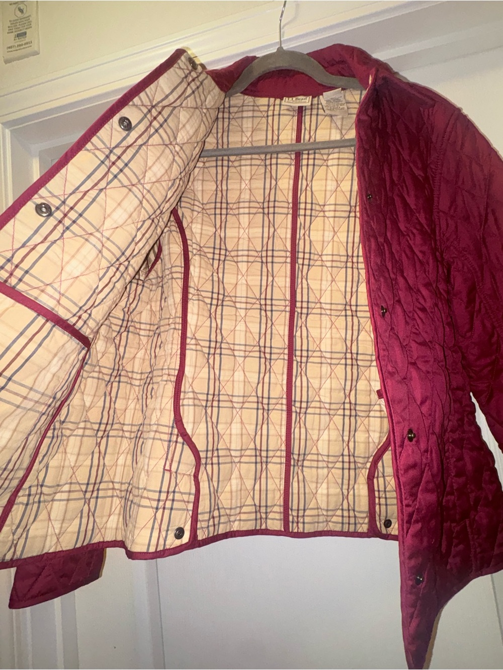 L.L. Bean Quilted Snap-Front Jacket in Deep Raspberry - Picture 8 of 8